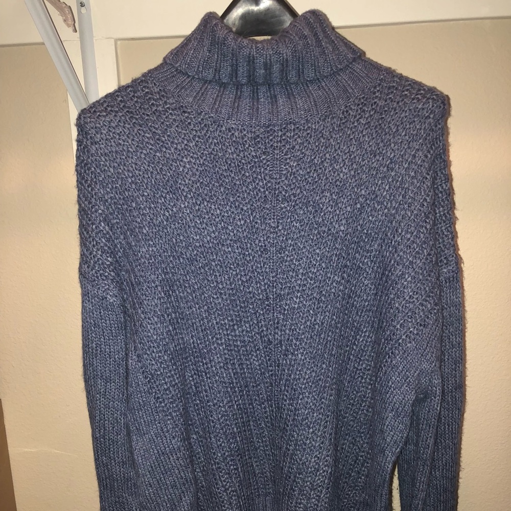 Oversized Blue Turtleneck Sweater